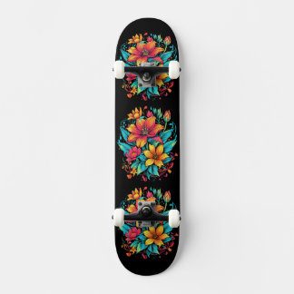 Skateboard Fleurs Florales Vibrantes