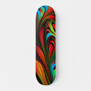 Skateboard Fleurs fractales colorées