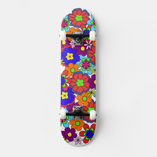 Skateboard Fleurs Hippy Retro (Recto)