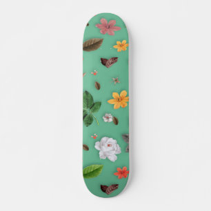 Skateboard Fleurs jaunes et roses blanches 14