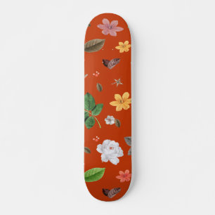 Skateboard Fleurs jaunes et roses blanches 9