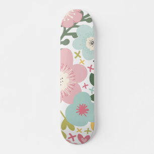 Skateboard Fleurs Jaunes Roses Fleurs Florales Modernes