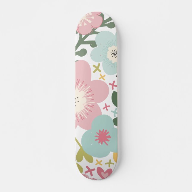 Skateboard Fleurs Jaunes Roses Fleurs Florales Modernes (Devant)