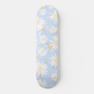 Skateboard Fleurs marguerites Bleues Classiques