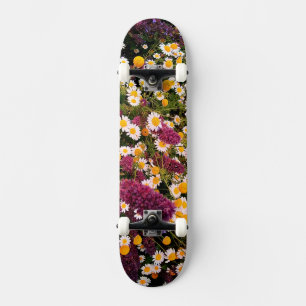 Skateboard Fleurs marguerites et violettes
