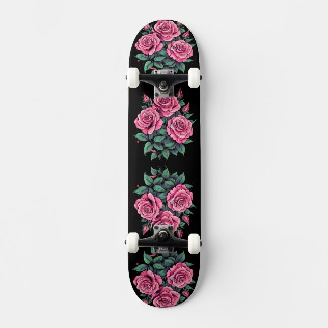 Skateboard Fleurs Mignonnes Rose Rose (Recto)