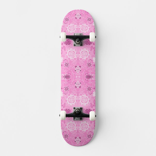 Skateboard Fleurs modernes roses mignonnes motif (Recto)