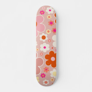 Skateboard Fleurs Rétro Peach Blush Rose Orange Floral