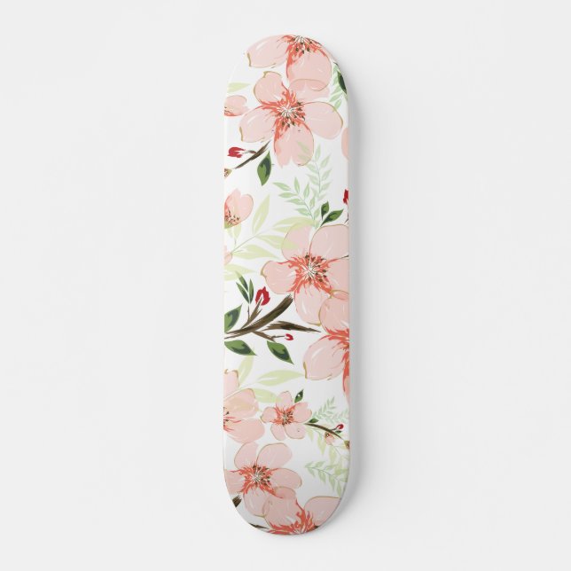 Skateboard Fleurs roses (Devant)