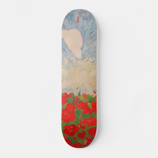 Skateboard Fleurs Rouges (Recto)