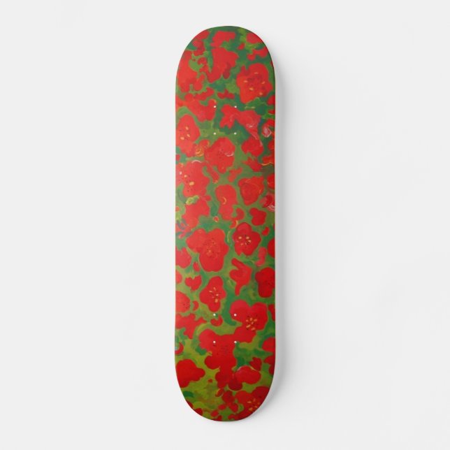 Skateboard Fleurs Rouges (Recto)