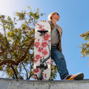 Skateboard Fleurs rouges en fleurs