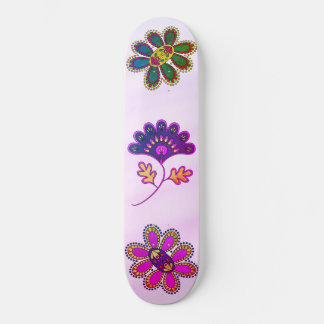 Skateboard Fleurs Vibrantes Ombré Rose Pastel