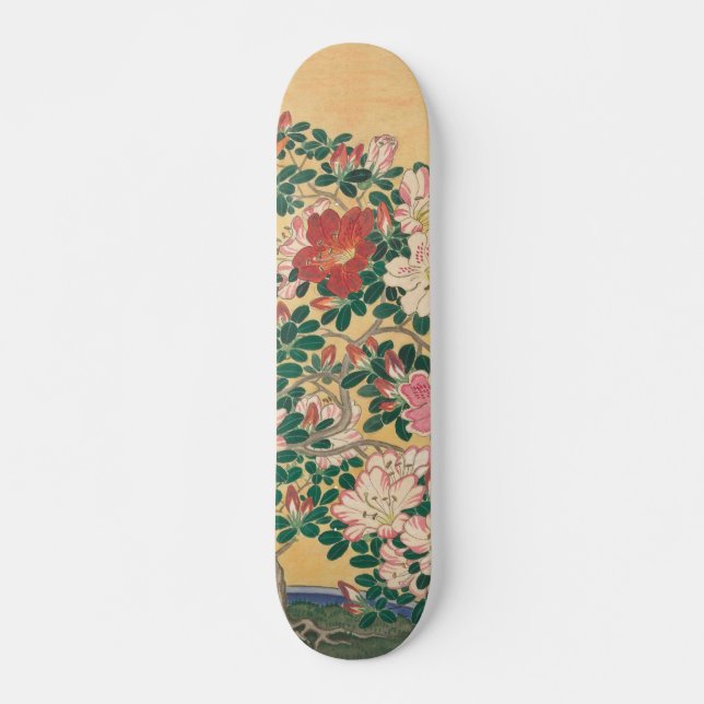 Skateboard Fleurs vintages Azalea Peinture japonaise (Devant)
