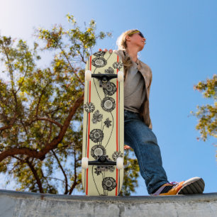 Skateboard Fleurs vintages Cool Retro Floral Dessin Girly