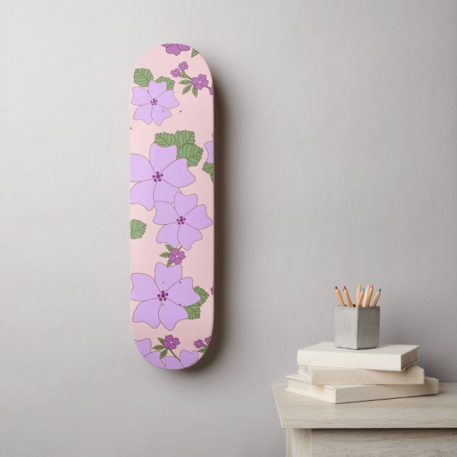 Skateboard Fleurs Violettes, Modèle Floral, Motif De Fleurs (Art mural)