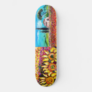 Skateboard FLORA EN TOSCANE, rose jaune vert rouge