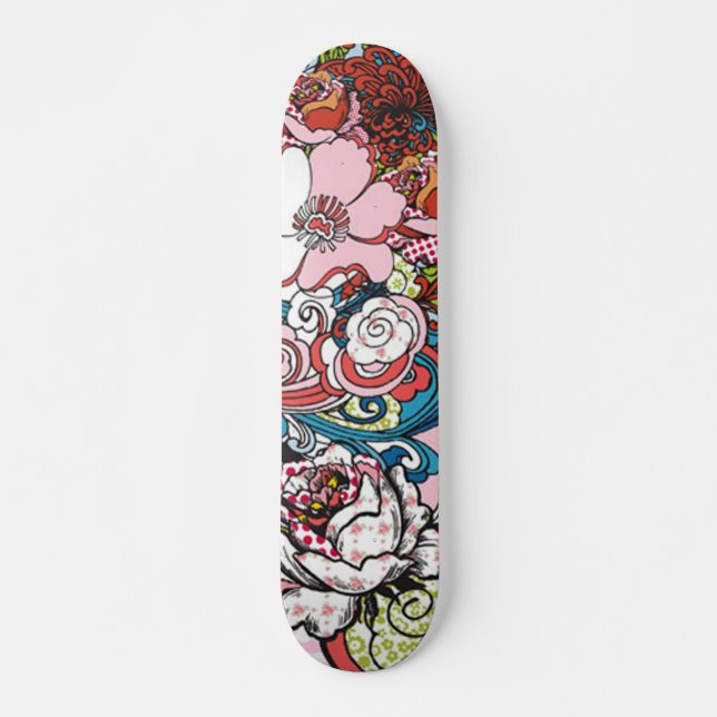 Skateboard Floral hawaïen (Devant)