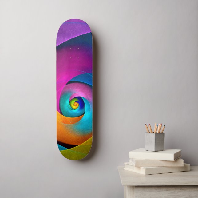 Skateboard Floral moderne Art Abstrait rose Bleu Motif #17 (Art mural)