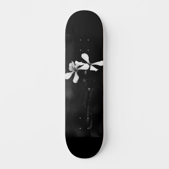 Skateboard floral noir et blanc minimal (Recto)