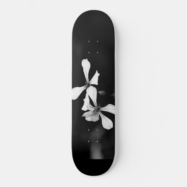 Skateboard floral noir et blanc minimal (Recto)