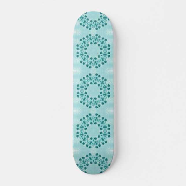 Skateboard Floral Pattern, Teal Blue (Devant)