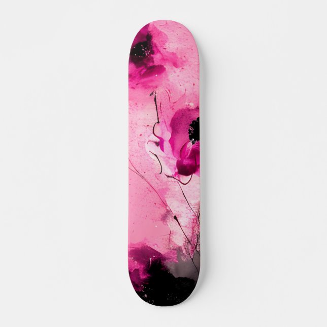 Skateboard Floral rose Abstrait moderne (Devant)