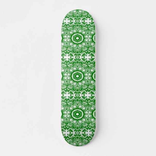 Skateboard Floral vert et blanc (Devant)