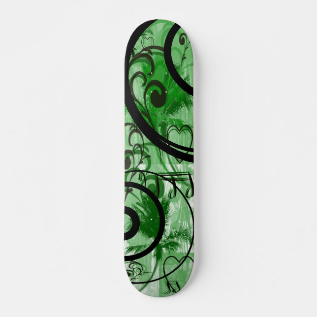 Skateboard Flore de Grunge bleu et vert (Devant)