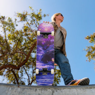Skateboard Flores en cascade de lavande de minuit