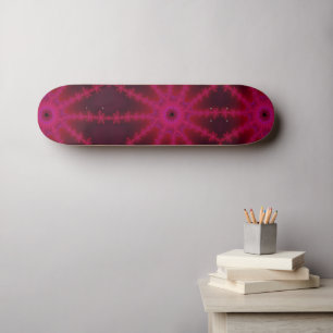 Skateboard Fluorescent Pink Fractal Starfish Art Abstrait