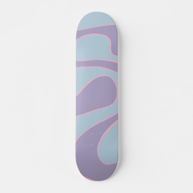 Skateboard Flux et reflux 2 en rose, lilas et bleu (Devant)