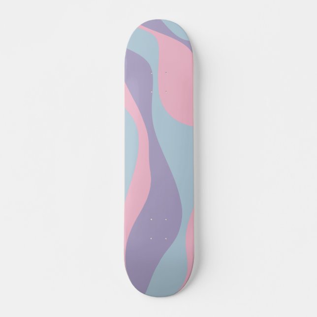 Skateboard Flux et reflux 4 en bleu, rose et lilas (Devant)