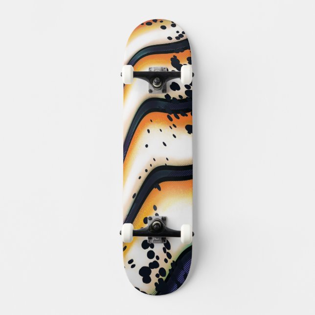 Skateboard Flux Orange Abstrait – Graphisme Moderne et Audaci (Recto)