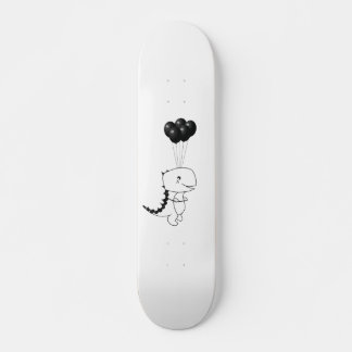 Skateboard Flying T-Rex With Black Balloons