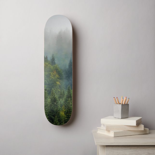 Skateboard Foggy Forest Paysage Cool Wall Art (Art mural)
