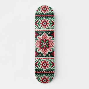 Skateboard Foire de Noël/hiver île rouge et verte