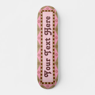 Skateboard Folk Art rose et Brown - Personnalisable