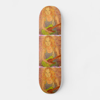 Skateboard folk rock girl jouer' collage électrique