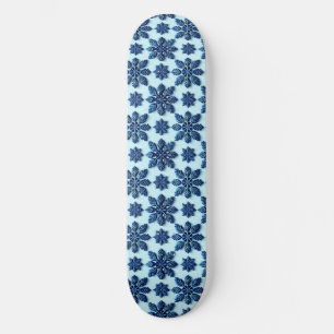 Skateboard Fond à motif flocon de neige bleu