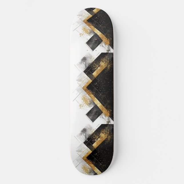 Skateboard Fond abstrait noir et or élégant (Recto)