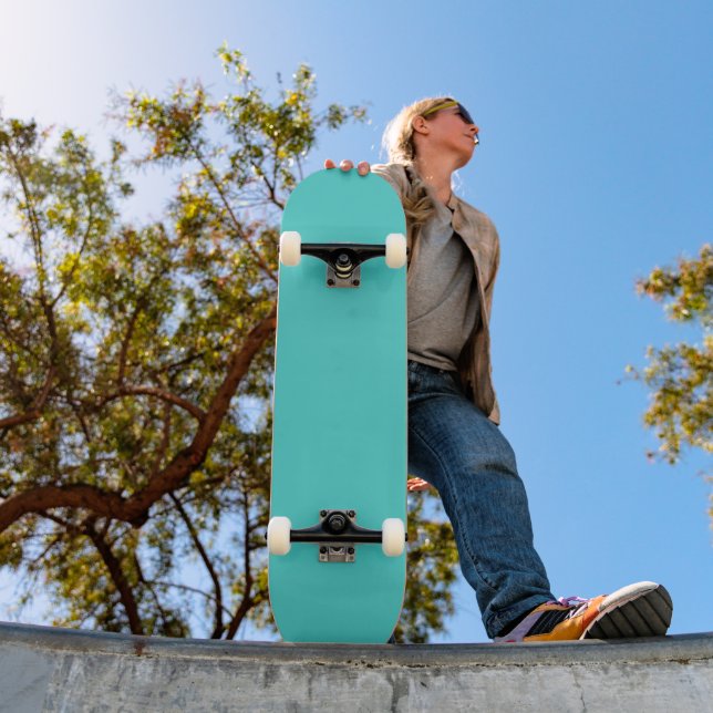 Skateboard Fond de couleur unie turquoise moyen (Extérieur 1)