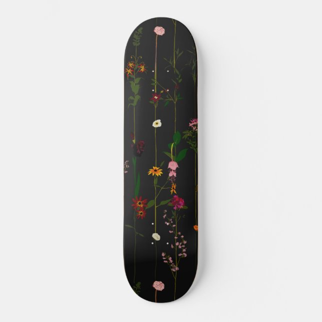Skateboard Fond floral - Sombre (Recto)