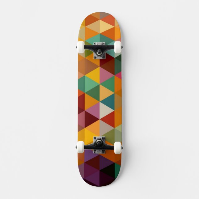 Skateboard Fond vintage de motif de triangles (Recto)