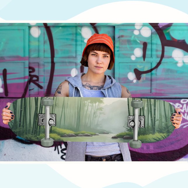 Skateboard Forêt de bambou avec rivière (Créateur téléchargé)