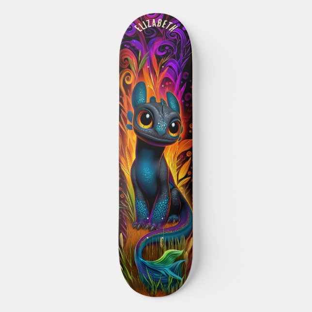 Skateboard Forêt de fantaisie de dinosaure mignon Art cool po (Recto)