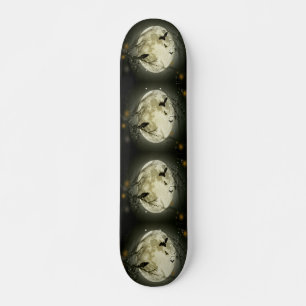 Skateboard Forêt d'Halloween, chauves-souris, paysage