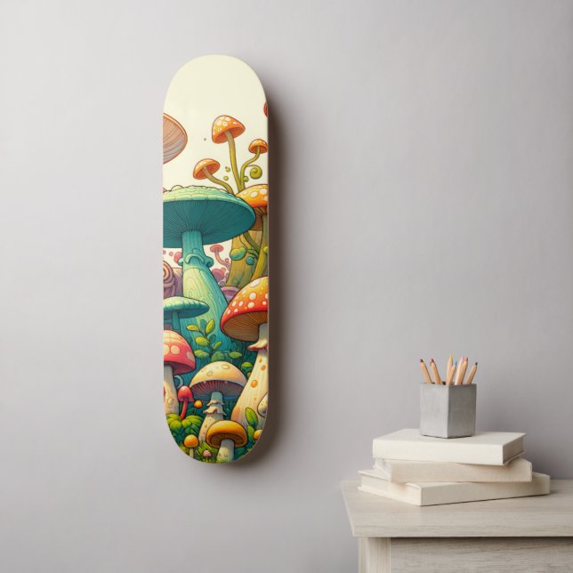 Skateboard Forêt Fantastique de Champignons (Art mural)