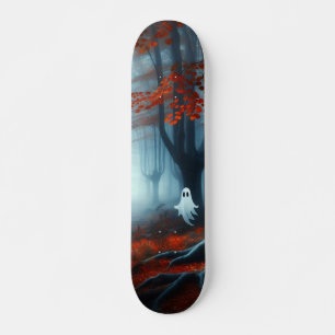 Skateboard Forêts éffrayantes d'automne avec un fantôme