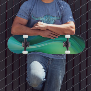 Skateboard Formes à flux vert sur bleu foncé
